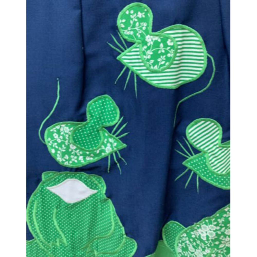 VTG Rare ALFREDO'S WIFE Boho Patchwork Applique Frog Mouse Wrap Skirt Kitschy - Picture 5 of 8